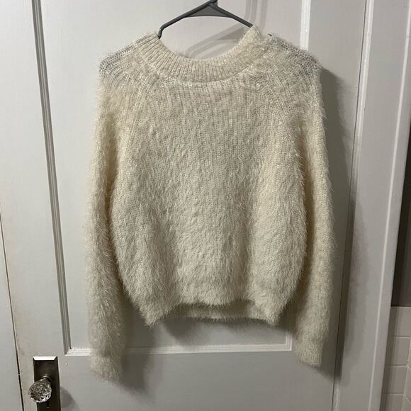 NWT fuzzy cream sweater - Picture 1 of 7